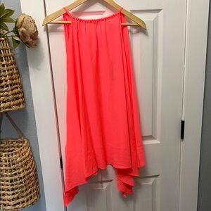 Flowy Women's High-Low Skirt in Bright Coral Pink dkny